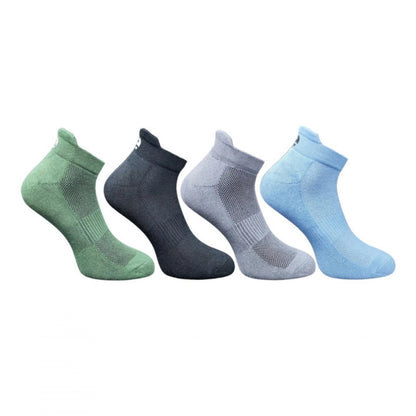 4_Pair Set Unisex Casual Bamboo Cotton Printed Ankle Length Socks (Multicolor)
