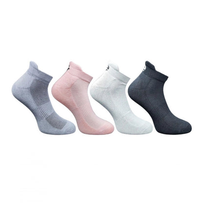 4_Pair Set Unisex Casual Bamboo Cotton Printed Ankle Length Socks (Multicolor)