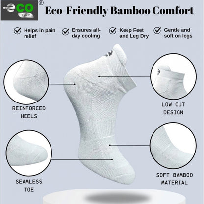 4_Pair Set Unisex Casual Bamboo Cotton Printed Ankle Length Socks (Multicolor)