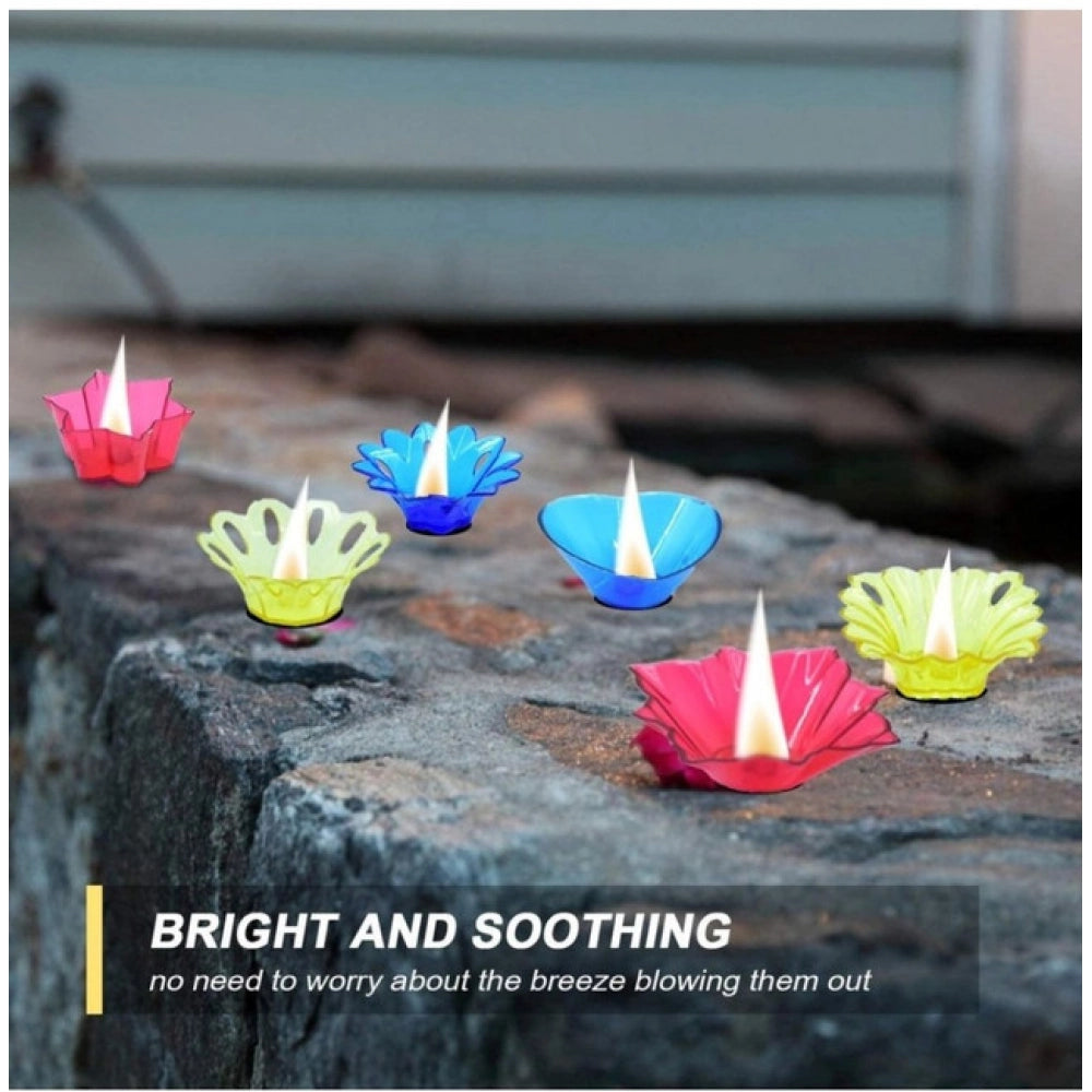 Pack Of 2_Floral Diya Set €“ Multi-Color Tea Light Holders Set of 12 (Color: Assorted )