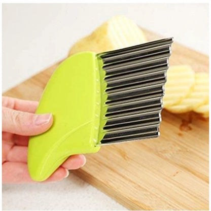 Pack Of_5 Wave Shape Stainless Steel Potato Cutter And Slicer €“ (Color: Assorted )