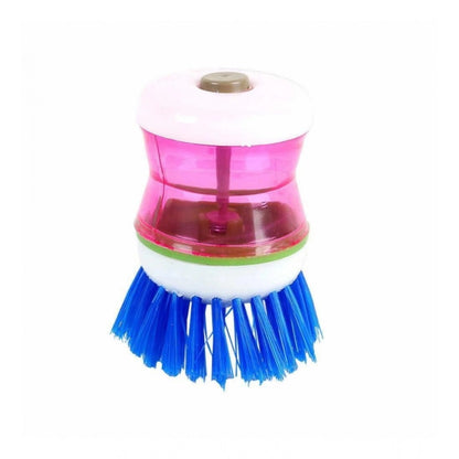 Pack of 4_Plastic Wash Basin Brush Cleaner with Soap Dispenser €“ (Color: Assorted)