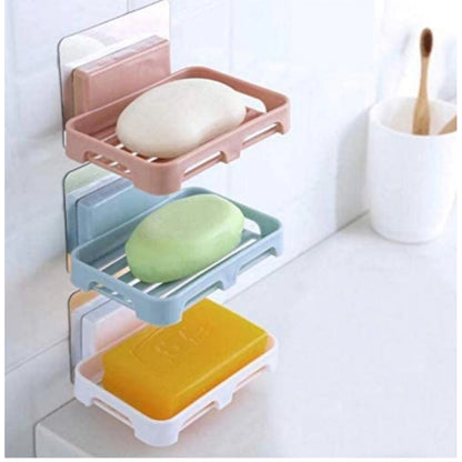 Pack of 5_Magic Sticker Soap Holder €“ Wall-Mount Soap Organizers (Color: Assorted )