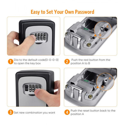 Wall-Mounted ABS Plastic Key Lock Box (Grey-Black )