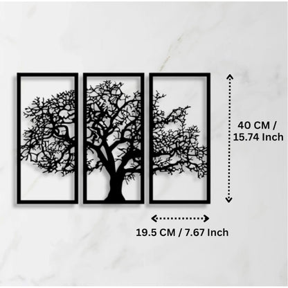Wooden 3 Pieces Tree Wall Art Panel Frame for Home Decor