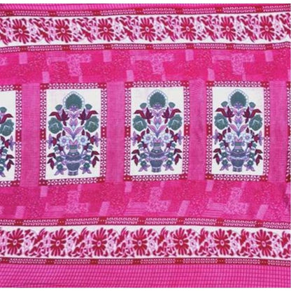 Fleece Floral Printed Double Polar Warm Bedsheet with 2 Pillow Cover (Pink)