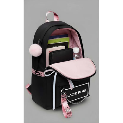 Unisex PU Leather Solid Medium Zipper Backpack (Black)