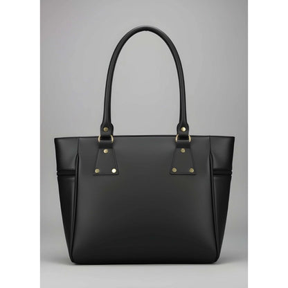 Women's PU Leather Solid Shoulder Zipper Handbag (Black)