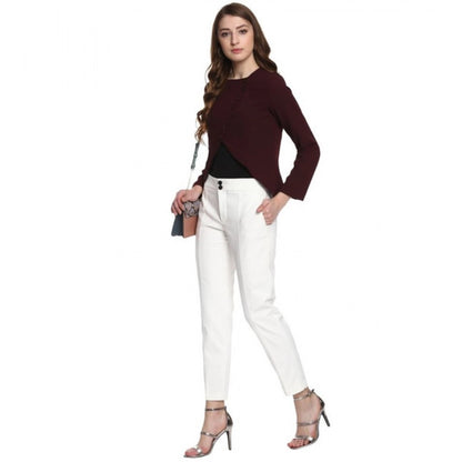 Women's Polyester Diagonal Cut Long Sleeves Blazer (Maroon)