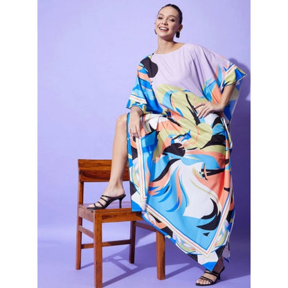 Women's Satin Colour Blocking Kaftan Dress (Multicolor)
