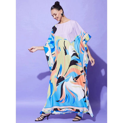 Women's Satin Colour Blocking Kaftan Dress (Multicolor)