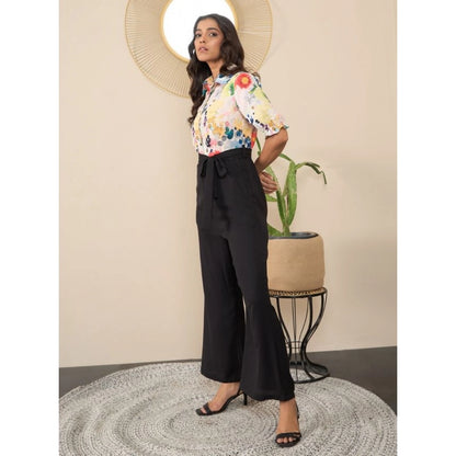 Women's Polyester Floral Half Sleeves Jumpsuit (Multicolor)