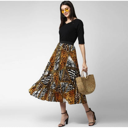 Women's Satin Pleated Elasticated Skirt (Multicolor)