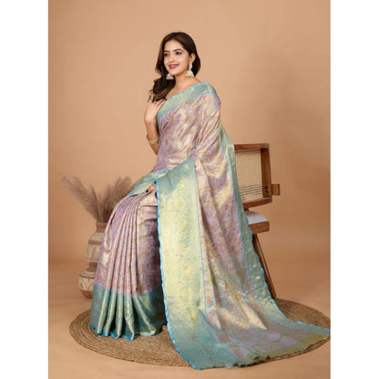 Women's Jacquard Saree With Unstitched Blouse 5.5Mtr (Multicolor)
