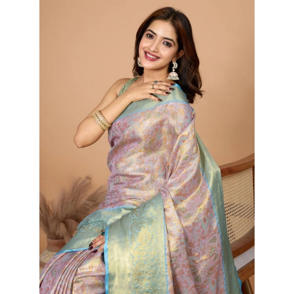 Women's Jacquard Saree With Unstitched Blouse 5.5Mtr (Multicolor)