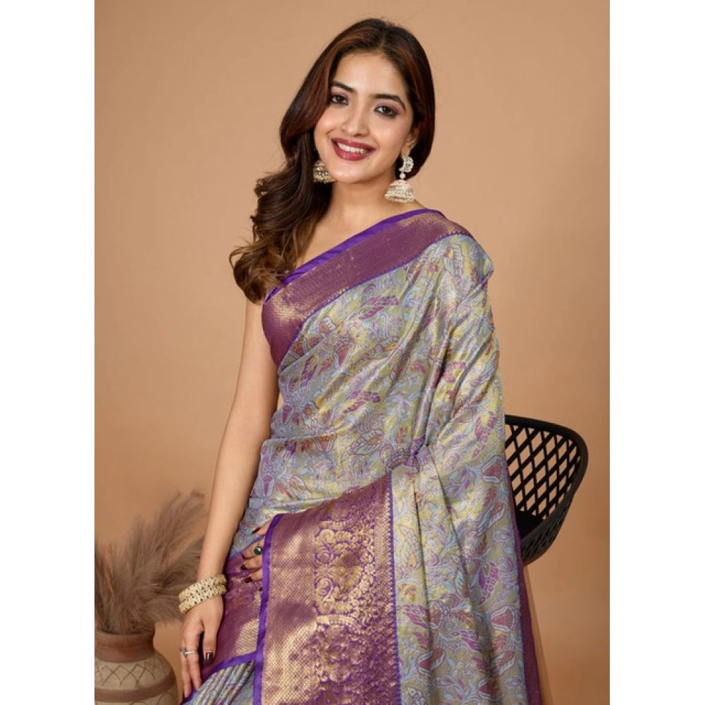 Women's Jacquard Saree With Unstitched Blouse 5.5Mtr (Multicolor)