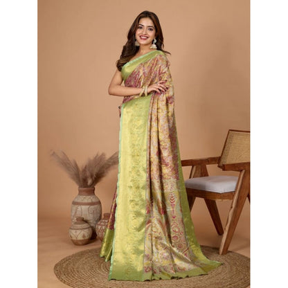 Women's Jacquard Saree With Unstitched Blouse 5.5Mtr (Multicolor)