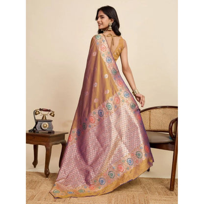 Women's Faux_Banarasi_Silk Woven Saree With Unstitched Blouse 5.5Mtr (Mustard)