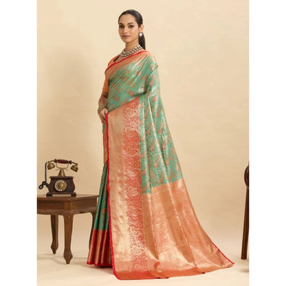 Women's Faux_Banarasi_Silk Woven Saree With Unstitched Blouse 5.5Mtr (Green)