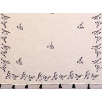 Women's Linen Cotton Printed Saree With Unstitched Blouse 5.5Mtr (Off White)