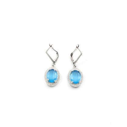 Women's Brass Silver Plated Pendant Set (Blue)