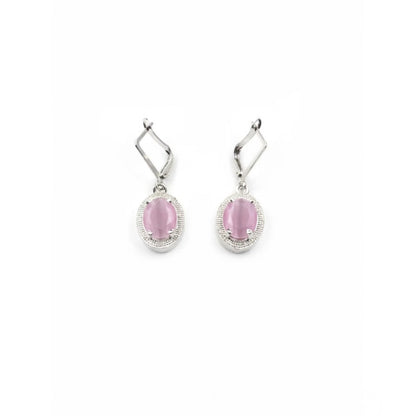 Women's Brass Silver Plated Pendant Set (Pink)