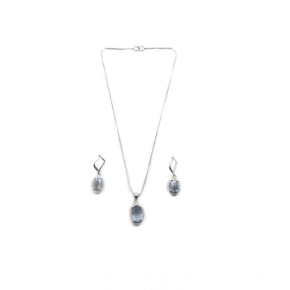 Women's Brass Silver Plated Pendant Set (Grey)