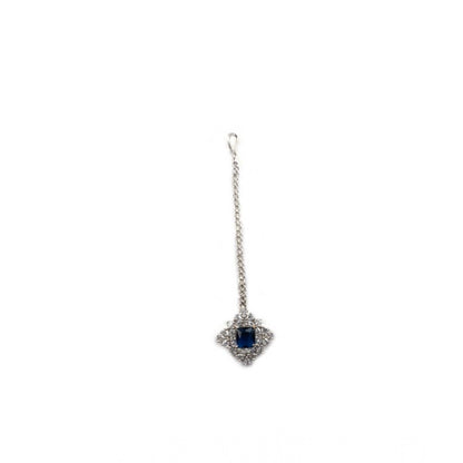 Women's Brass Silver Plated Pendant Set (Blue)