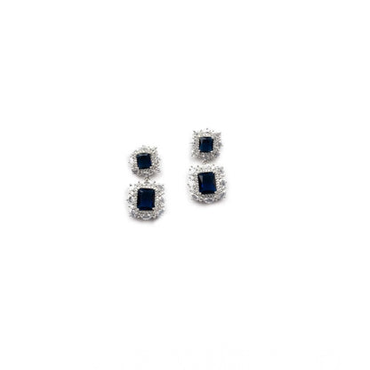 Women's Brass Silver Plated Pendant Set (Blue)