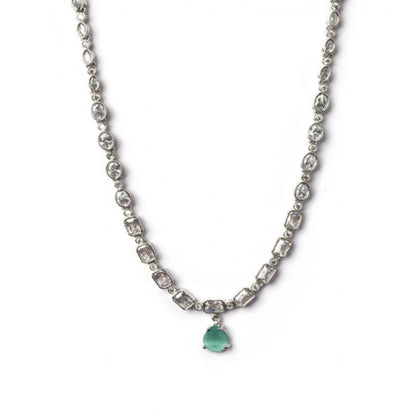 Women's Brass Silver Plated Necklace set (Turquoise)