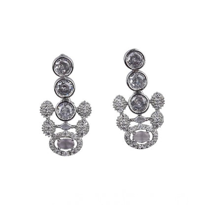 Women's Brass Silver Plated Necklace set (White)