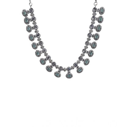 Women's Brass Silver Plated Necklace set (Turquoise)