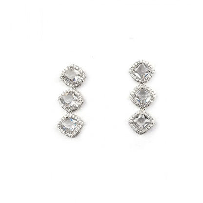 Women's Brass Silver Plated Necklace set (White)