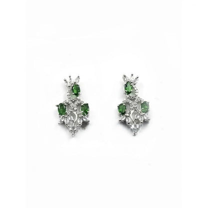 Women's Brass Silver Plated Necklace set (Green)