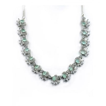 Women's Brass Silver Plated Necklace set (Turquoise)