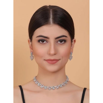Women's Brass Silver Plated Necklace set (Multicolor)