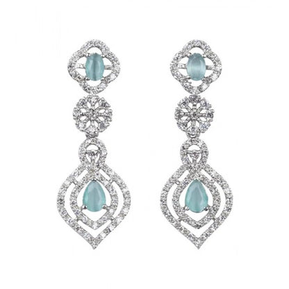 Women's Brass Silver Plated Necklace set (Turquoise)