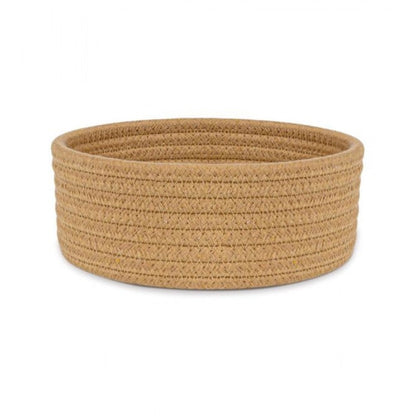 Cotton 8x3 Inch Round 1 Pcs Bedside Organizer With Out Lid (Beige)
