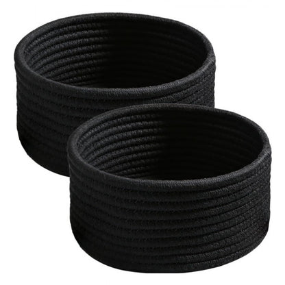 Cotton 8x3 Inch Round 3 Set Bedside Organizer With Out Lid (Black)