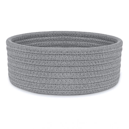 Cotton 8x3 Inch Round 1 Pcs Bedside Organizer With Out Lid (Gray)