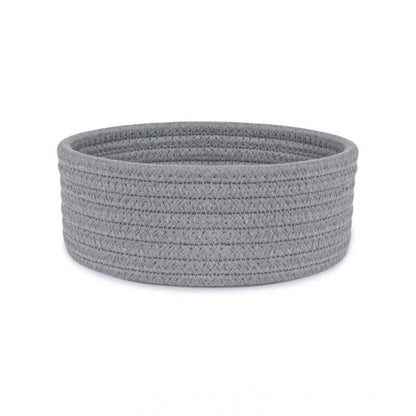 Cotton 8x3 Inch Round 1 Pcs Bedside Organizer With Out Lid (Gray)