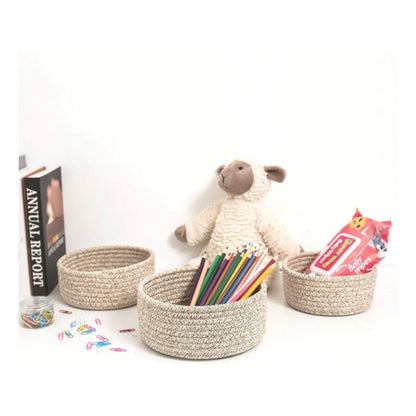 Cotton 8x3 Inch Kidi Round 3 Set Bedside Organizer With Out Lid (Kidi)