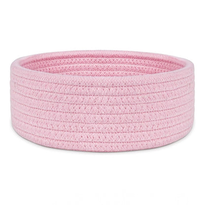 Cotton 8x3 Inch Round 1 Pcs Bedside Organizer With Out Lid (Pink)