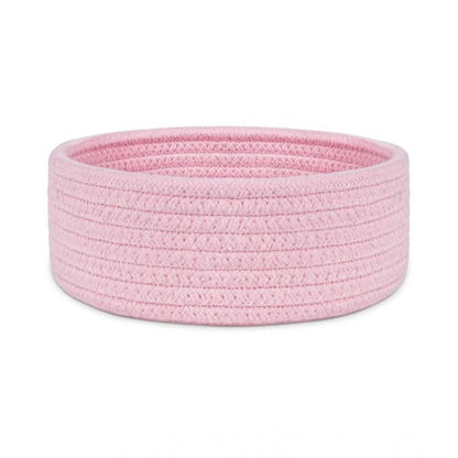 Cotton 8x3 Inch Round 1 Pcs Bedside Organizer With Out Lid (Pink)