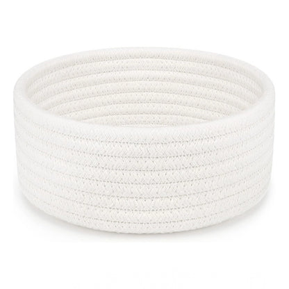Cotton 8x3 Inch Round 1 Pcs Bedside Organizer With Out Lid (White)