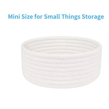Cotton 8x3 Inch Round 1 Pcs Bedside Organizer With Out Lid (White)