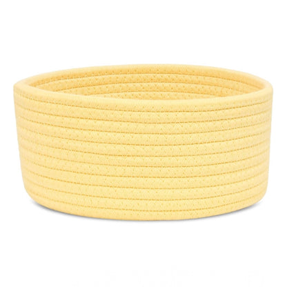 Cotton 8x3 Inch Round 1 Pcs Bedside Organizer With Out Lid (Yellow)