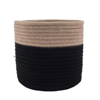 Cotton Flower Pot With Out Lid (Beige-Black)