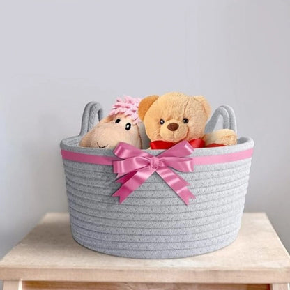 Cotton Pack Of_1 Plain Cat Basket 9x5 Inch (Grey)