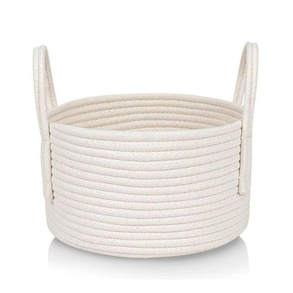 Cotton Pack Of_1 Basket 7x5 Inch Storage Basket For Clothes (White)